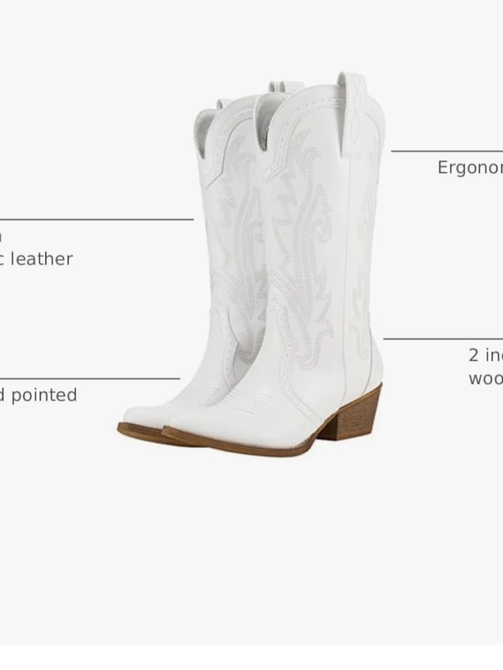 Women’s white synthetic leather boots - Picture 6 of 8